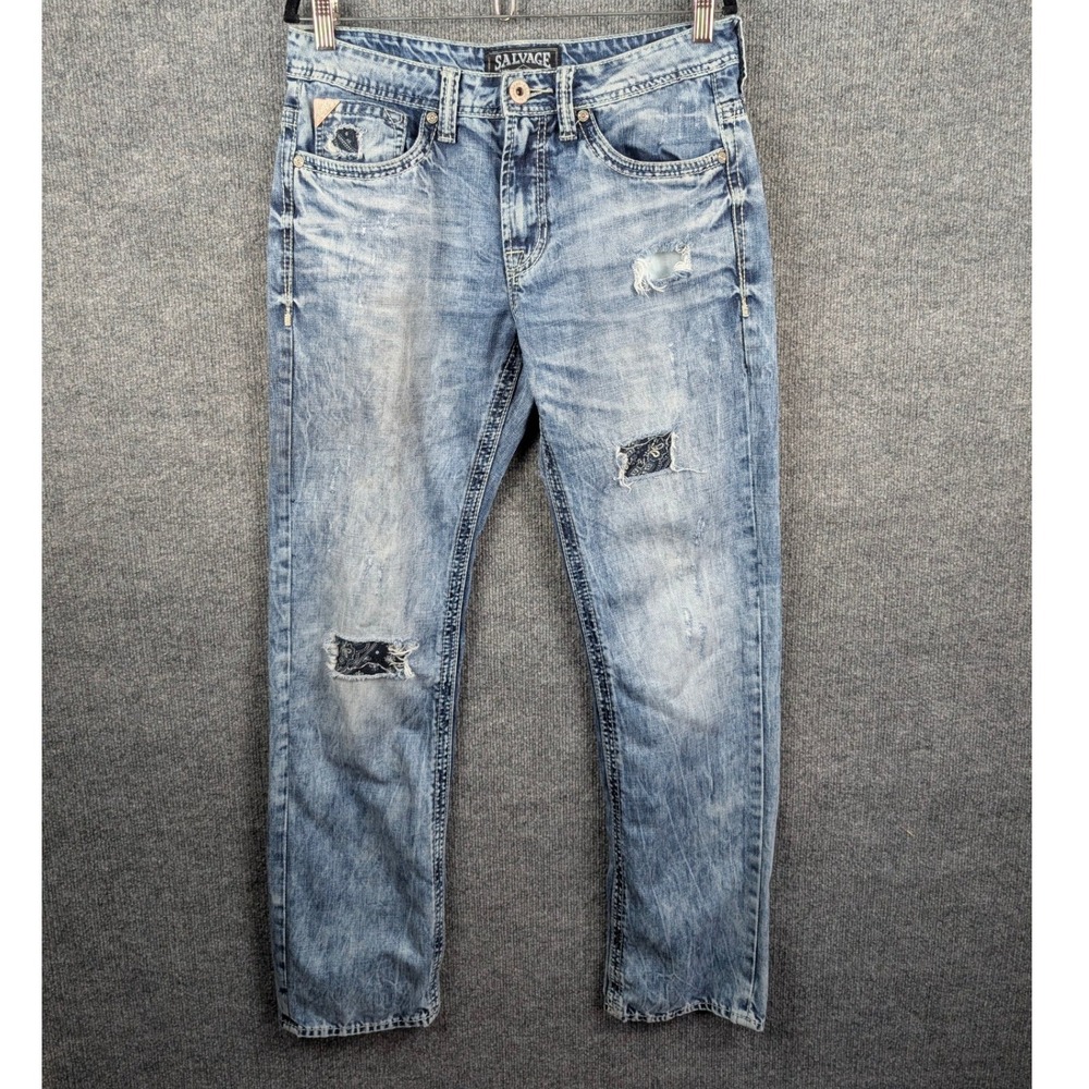 Buckle Salvage Supply Co Anarchy 17 Relaxed Straight Jeans Distressed Paisley 32